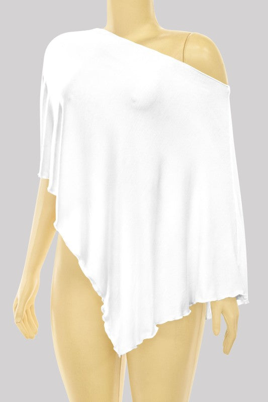 Off Shoulder Asymmetrical Knit Cape