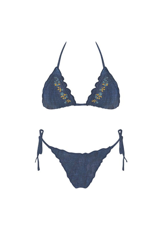 Denim Floral Bikini