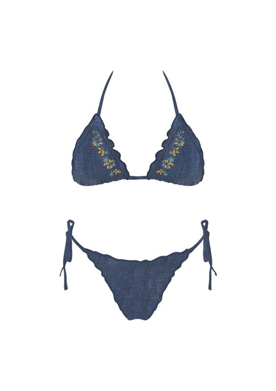 Denim Floral Bikini