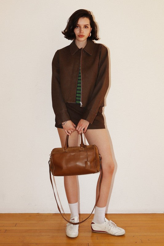 Contrast Stitch Collar Jacket