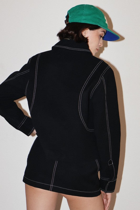 Contrast Stitch Collar Jacket