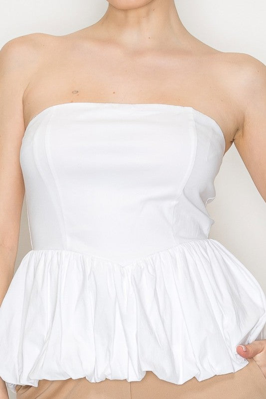 Strapless Ballon Smocked Top