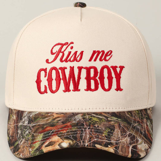 Kiss Me Cowboy Embroidery Realtree Two-Tone Cap