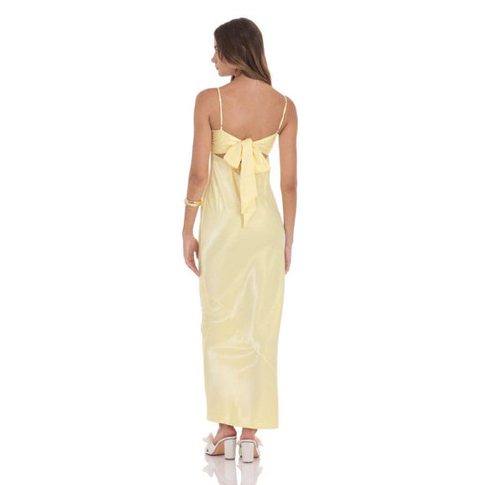 Satin Back Tie Maxi Dress in Yellow