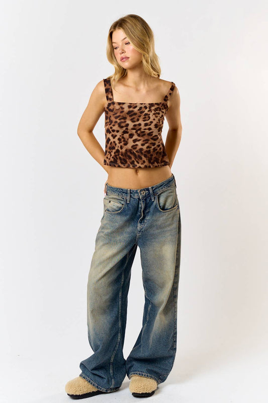 Leopard Back Tie Tank