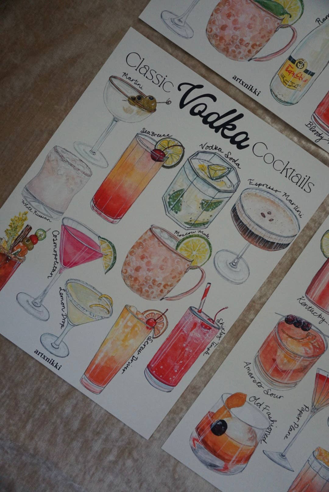 Vodka Cocktails Chart Art Print