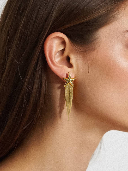 Malibu 18K Gold Non-Tarnish Star Tassel Earring