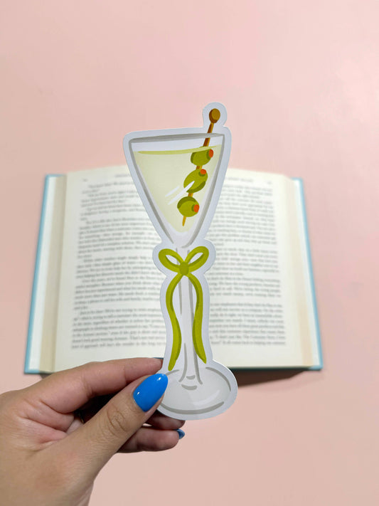 Green Bow Martini Die Cut Bookmark