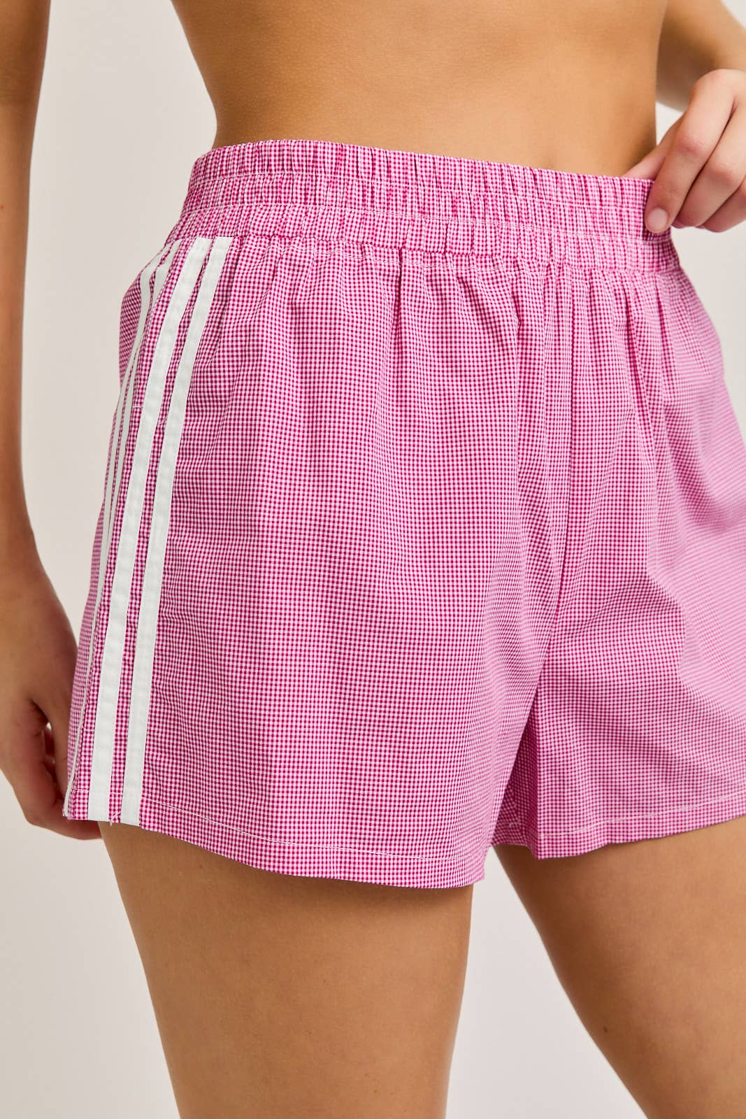 Elastic Gingham Waist Shorts