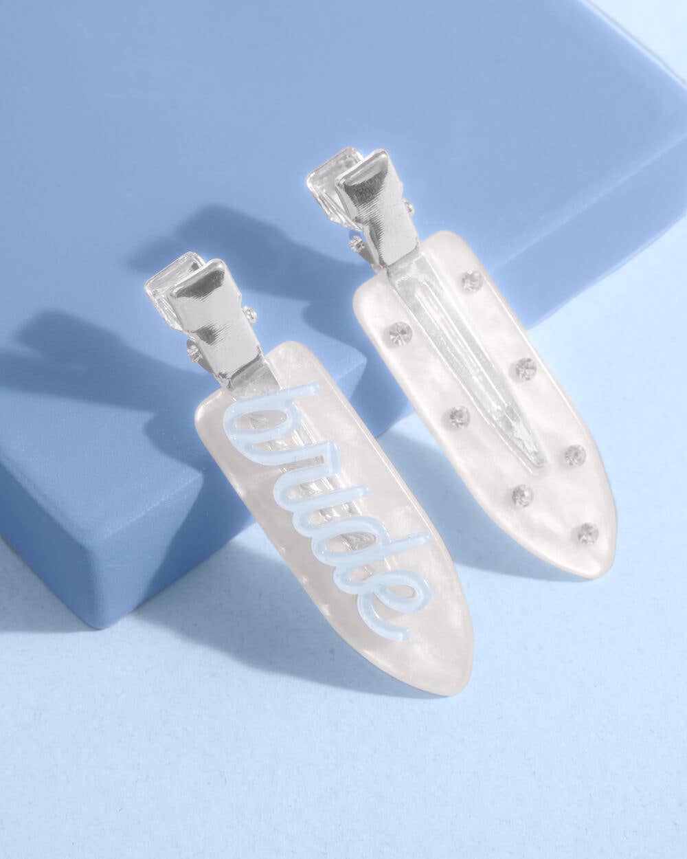 Something Blue Clips - 4 white acrylic hair clips