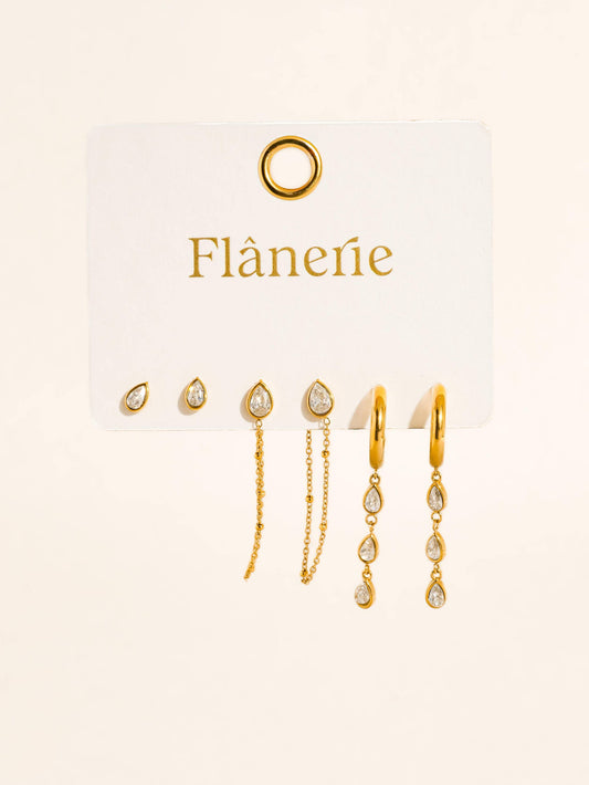 Finley Non-Tarnish CZ Chain Drop Earring Sets
