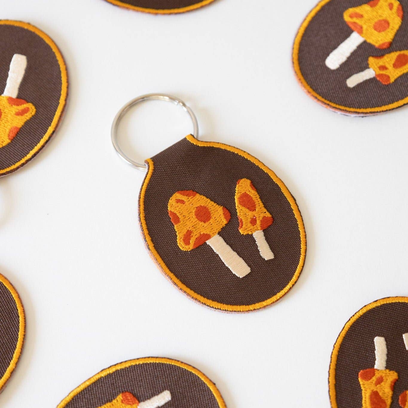 Mushroom Embroidered Keychain | fall, fungi, spotted