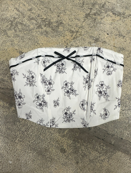 White & Black Floral Corset