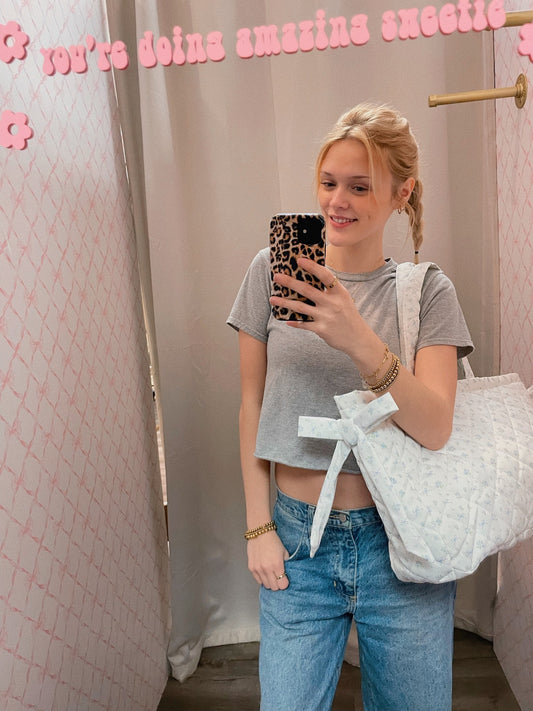 Large Blue Bow Tote Bag