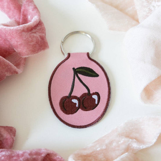 Cherry Embroidered Keychain
