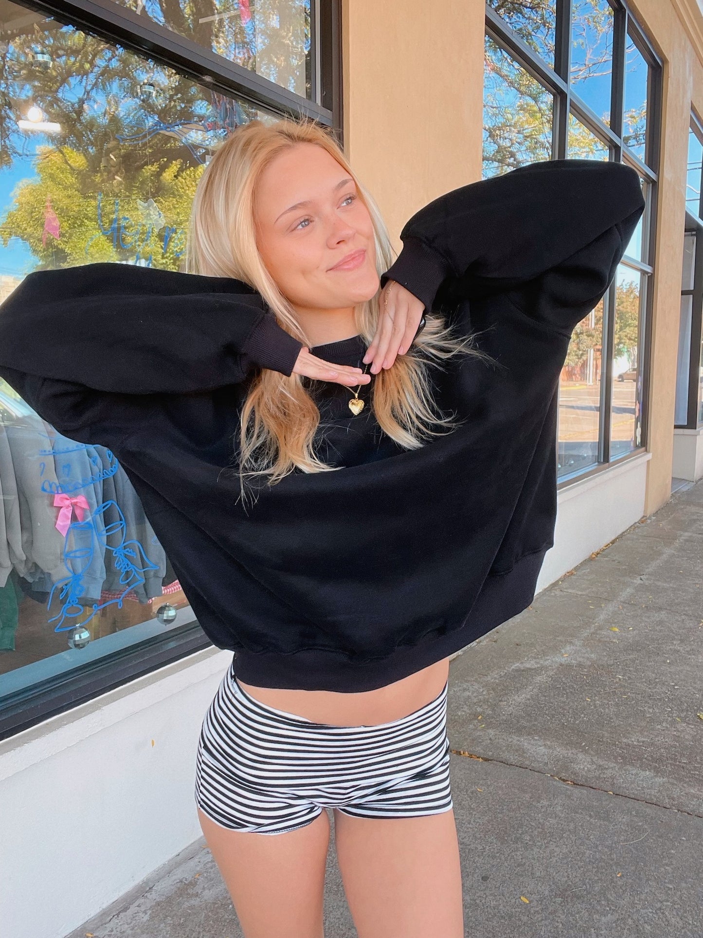 Black Striped Mini Shorts