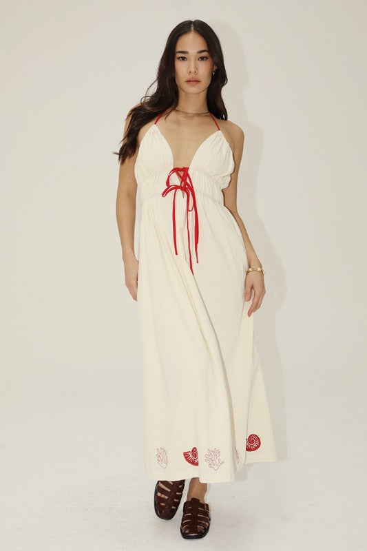 Shell Halter Maxi Dress