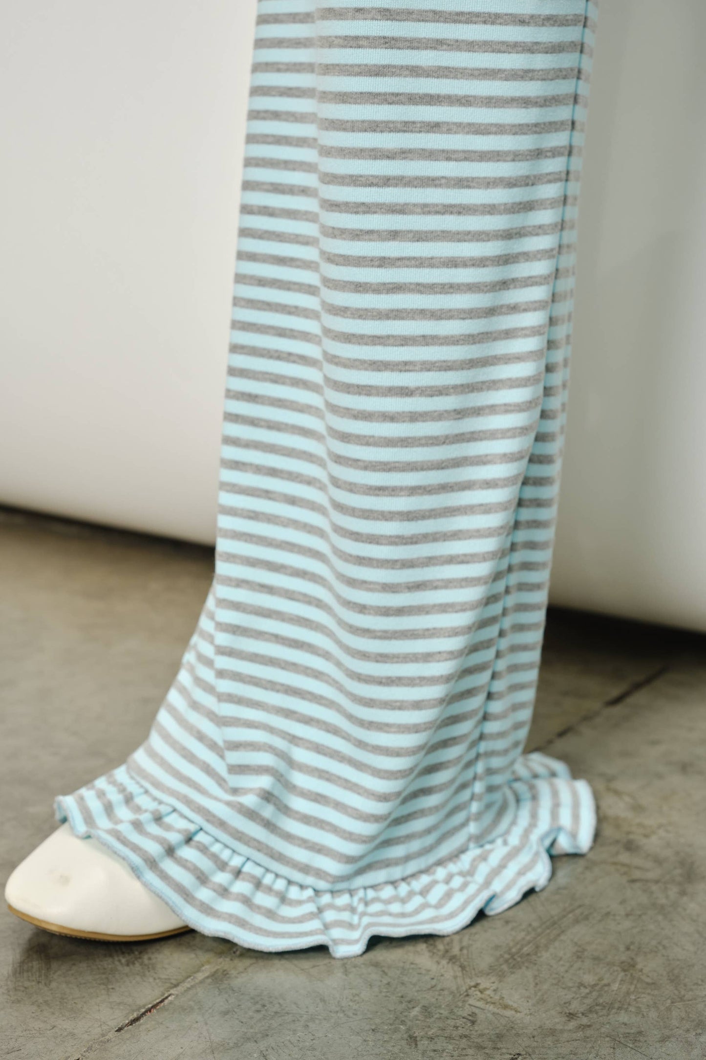 DEVIN STRIPED LOUNGE PANTS WITH RUFFLE