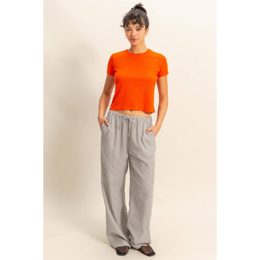 Casual Striped Wide Leg Pants