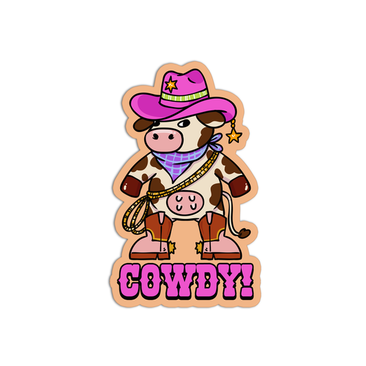 Cowboy Cow Waterproof Textured Vinyl Stickers