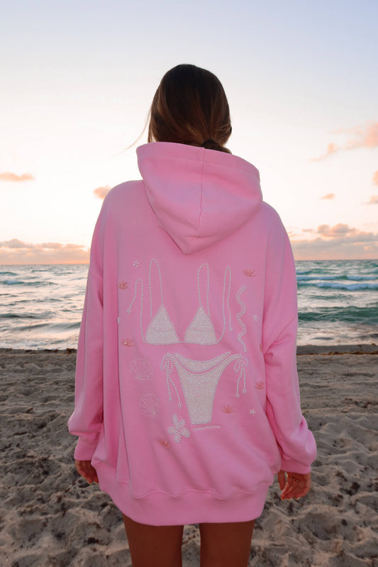 Lottie Pink Bikini Beaded Ocean Hoodie