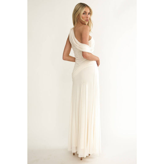 One Shoulder Wrap Maxi Dress