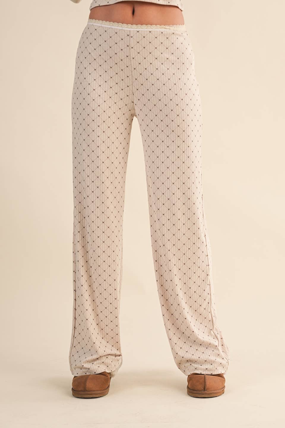 Heart Print Pointelle Lounge Bottoms