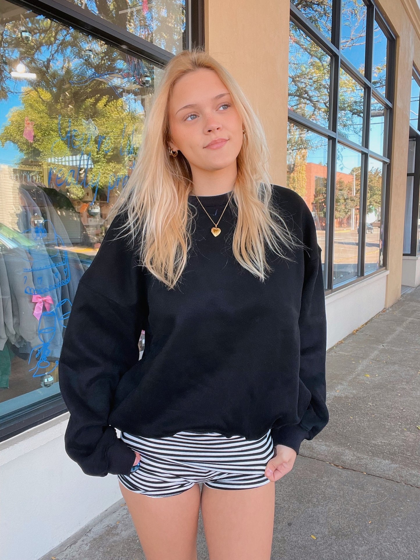 Black Striped Mini Shorts