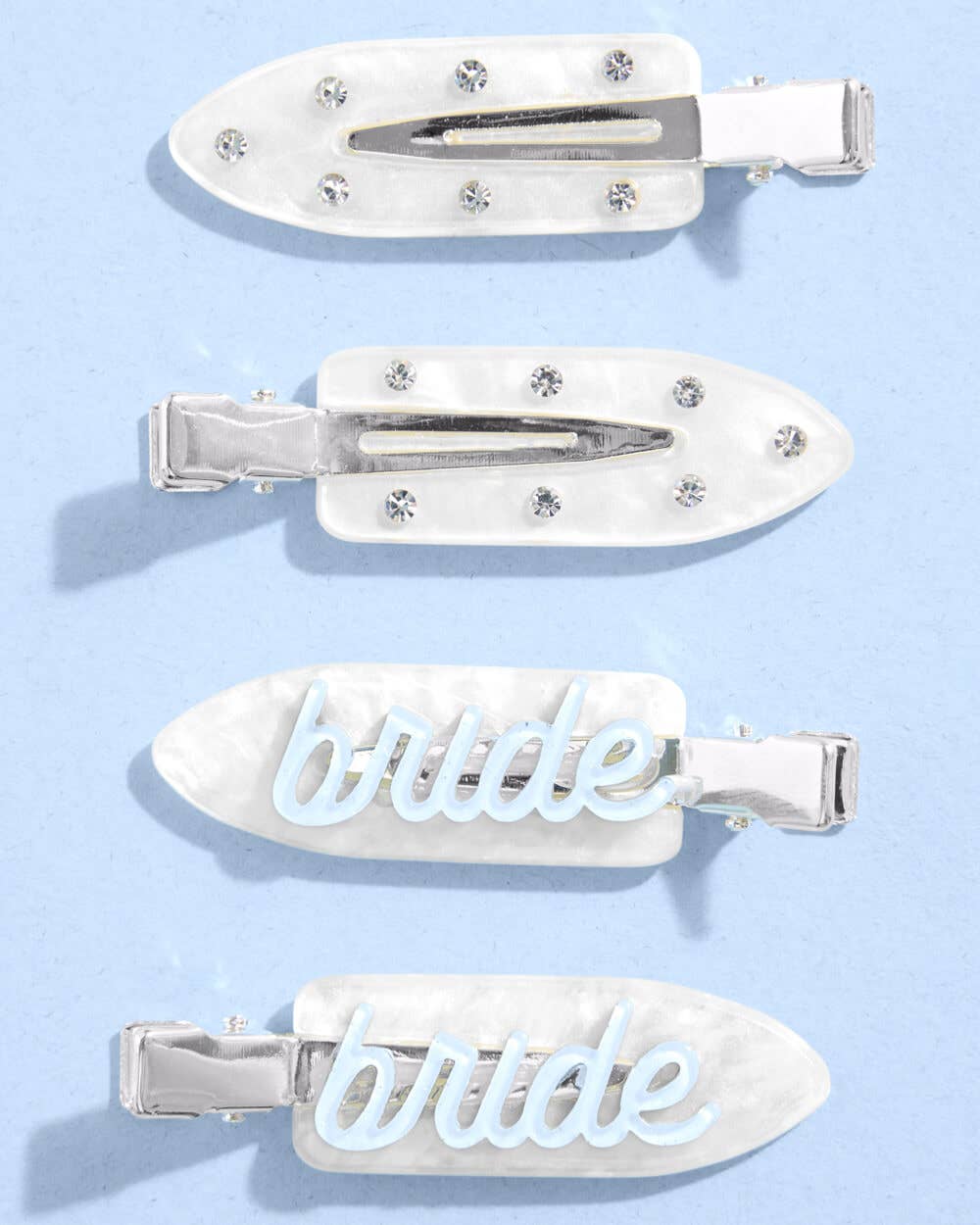 Something Blue Clips - 4 white acrylic hair clips