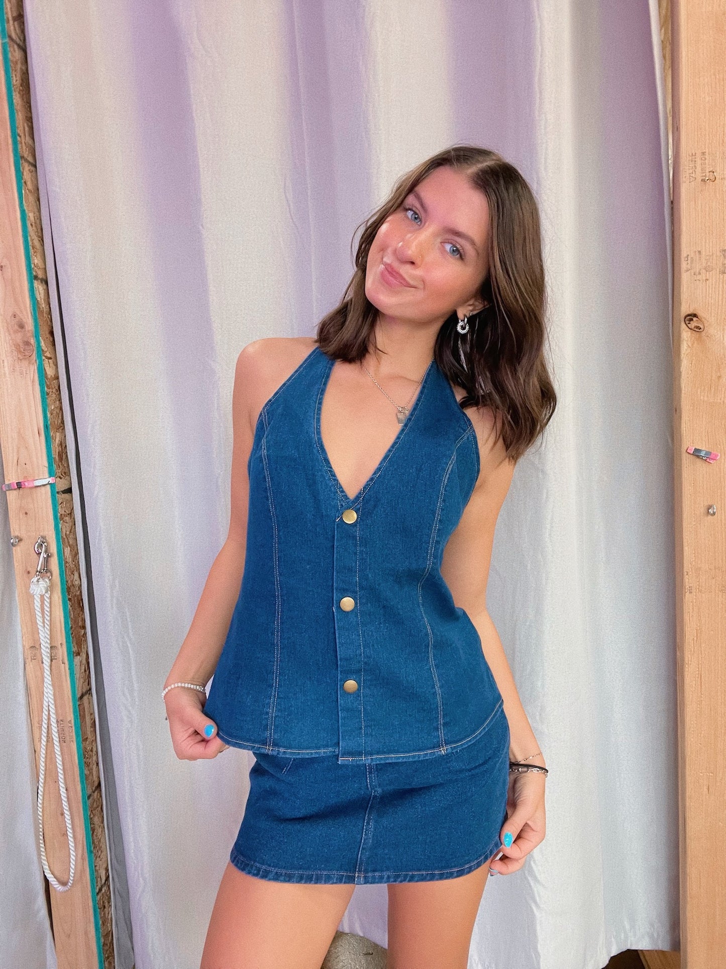 Dark Denim Mini Skort