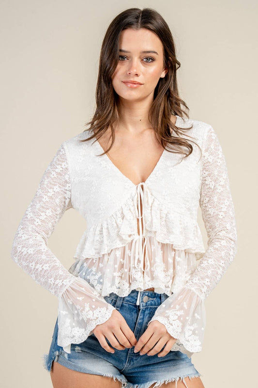 LACE TRIMMED DETAILED TOP