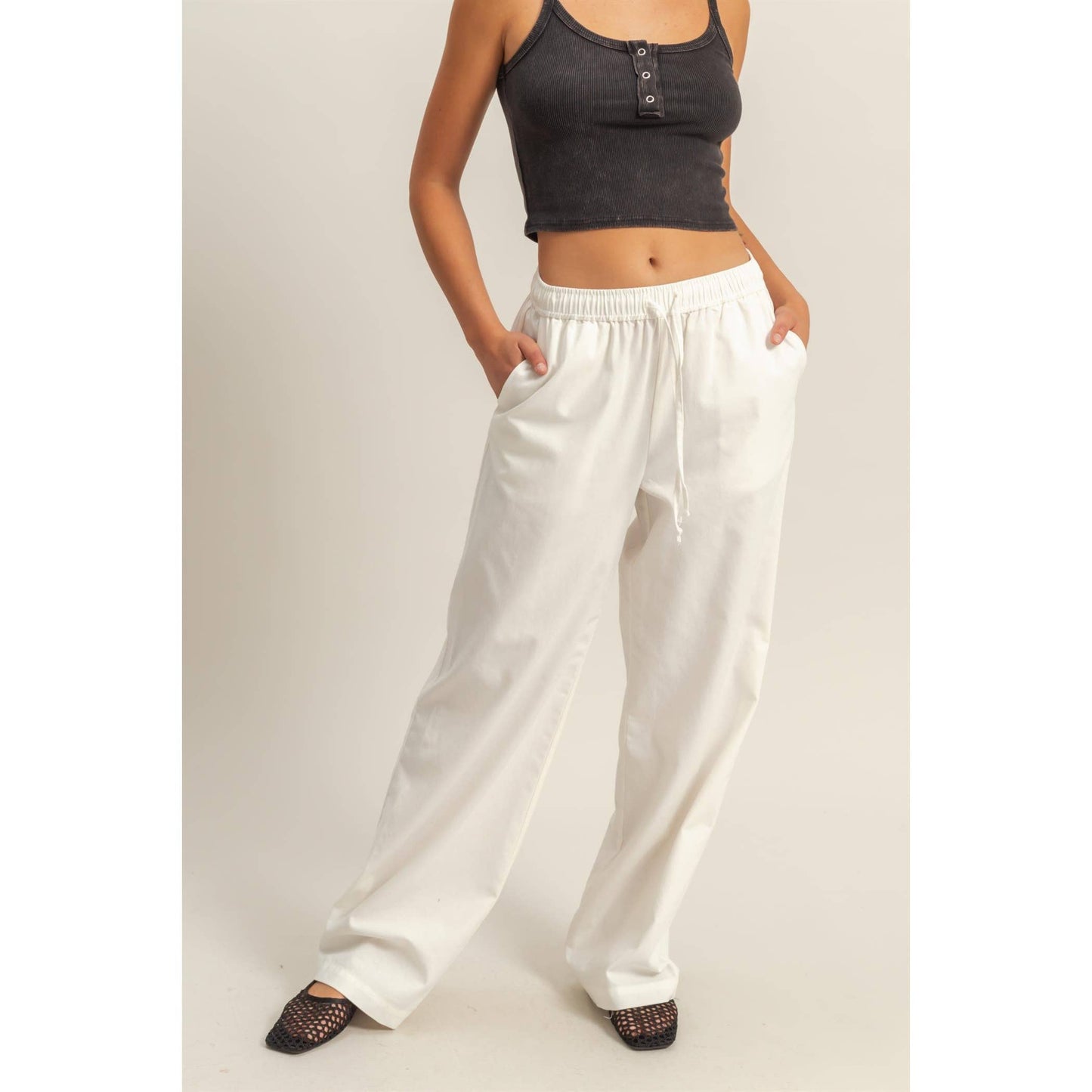 Casual Drawstring Straight Leg Pants