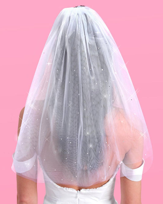 White Rhinestone Veil