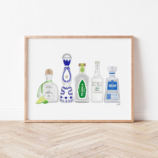 Tequila Bottles Illustration - Art Print