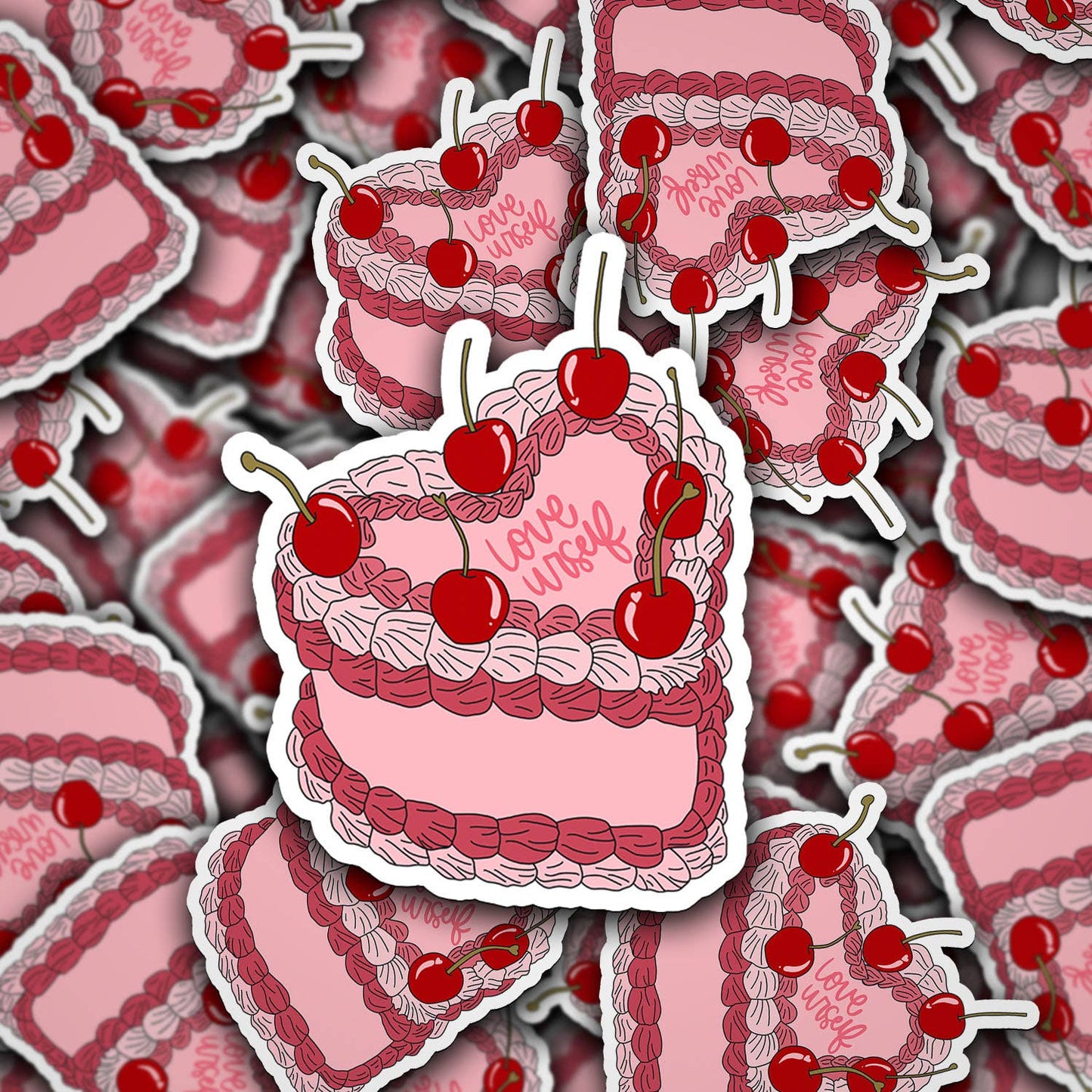 Vinyl Die Cut Decal Love Urself Cherry Cake