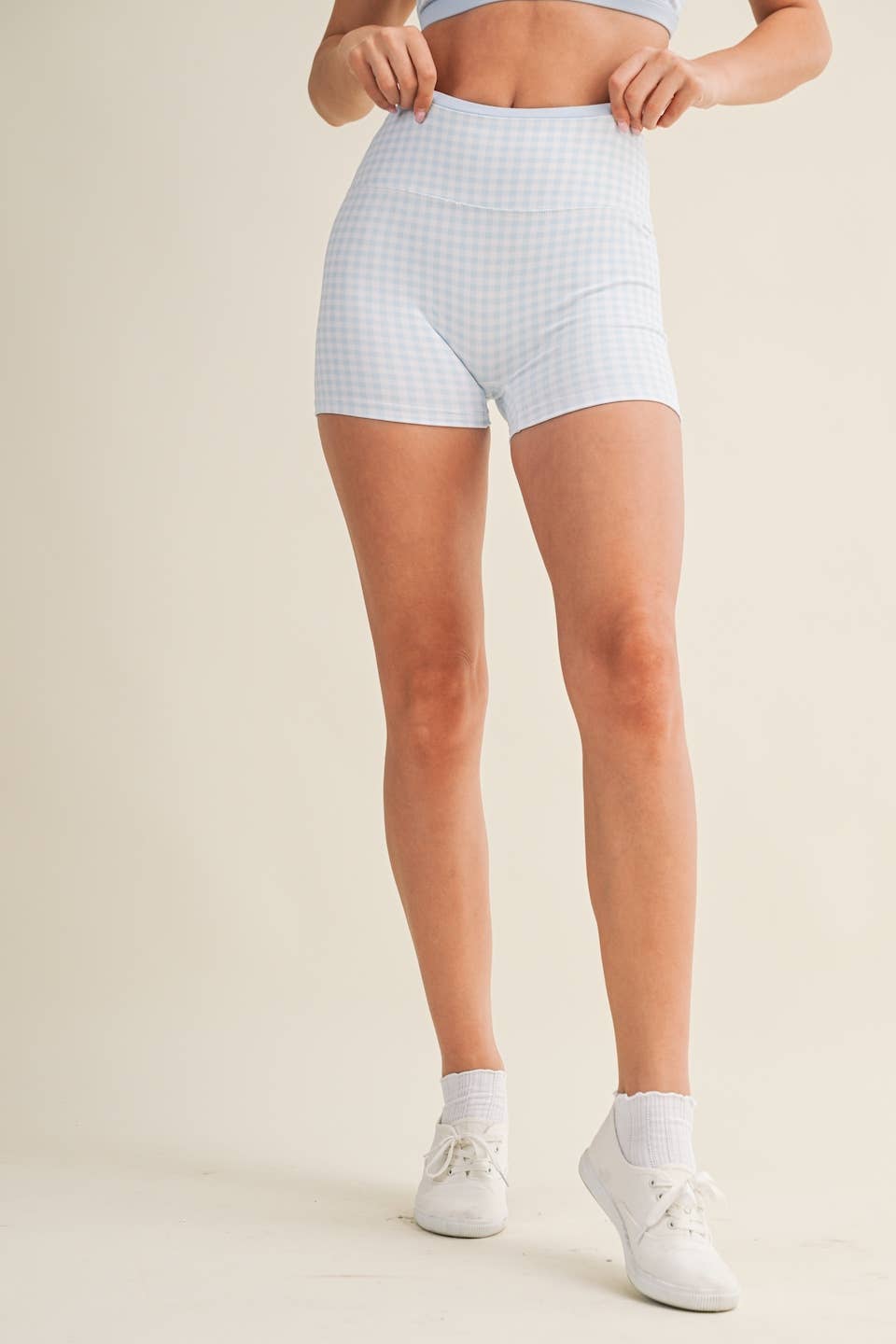 Gingham Print Biker Shorts