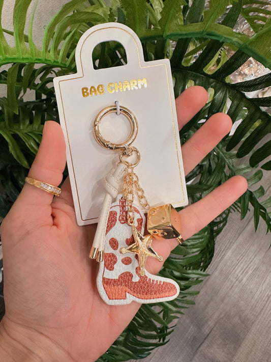 Brown Cowboy Boot Bag Charm