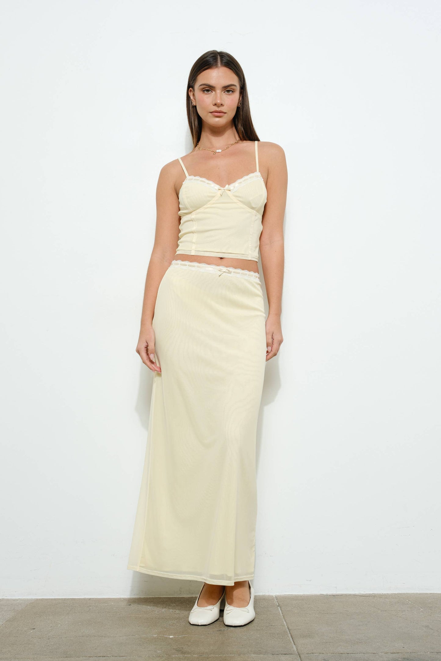 Lace Trim Mesh Cami