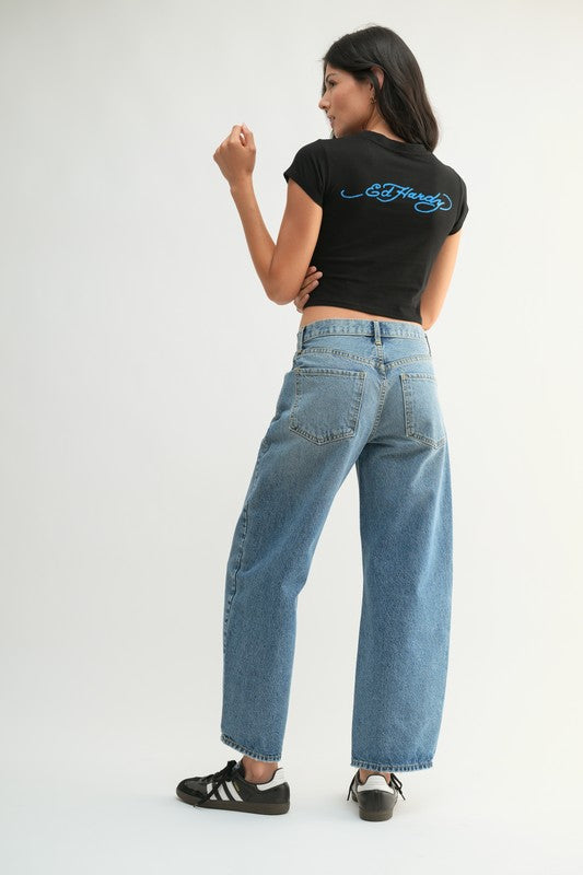 Barrel Jeans-Medium Wash