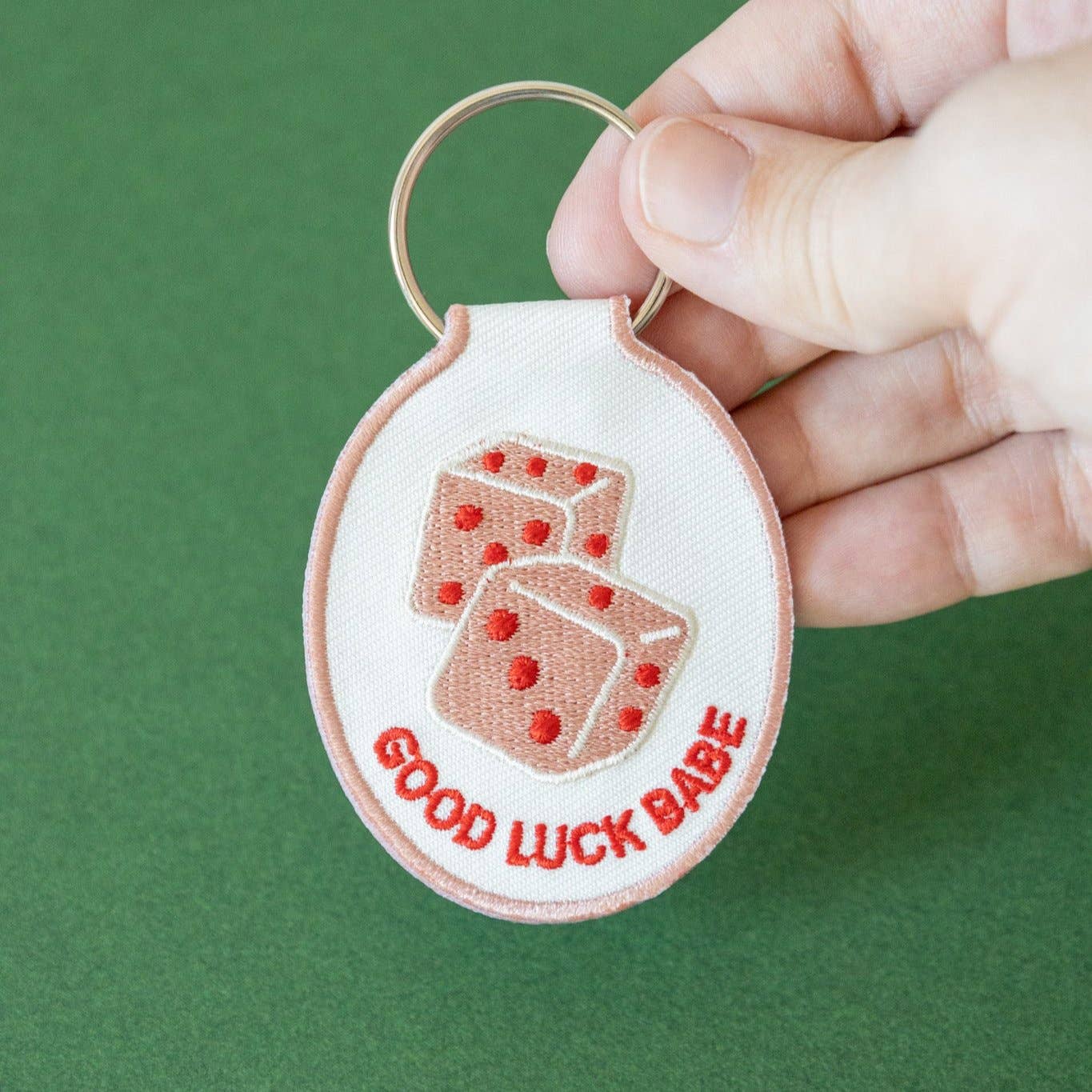Dice Embroidered Keychain | good luck babe, pink pony club
