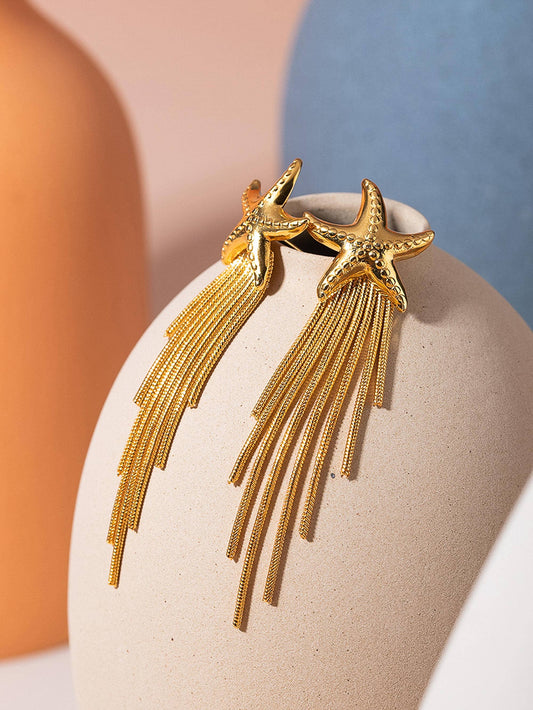 Malibu 18K Gold Non-Tarnish Star Tassel Earring