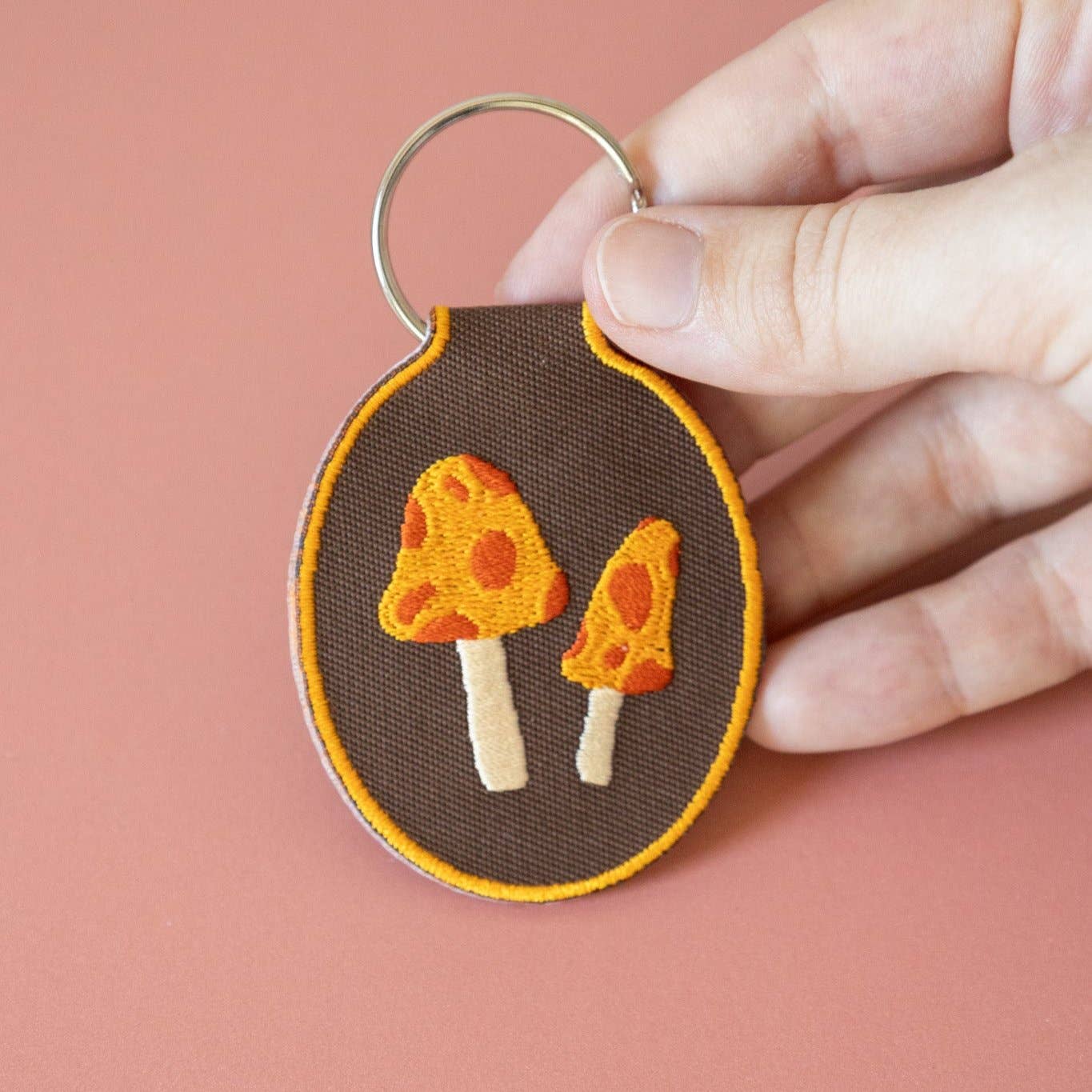Mushroom Embroidered Keychain | fall, fungi, spotted