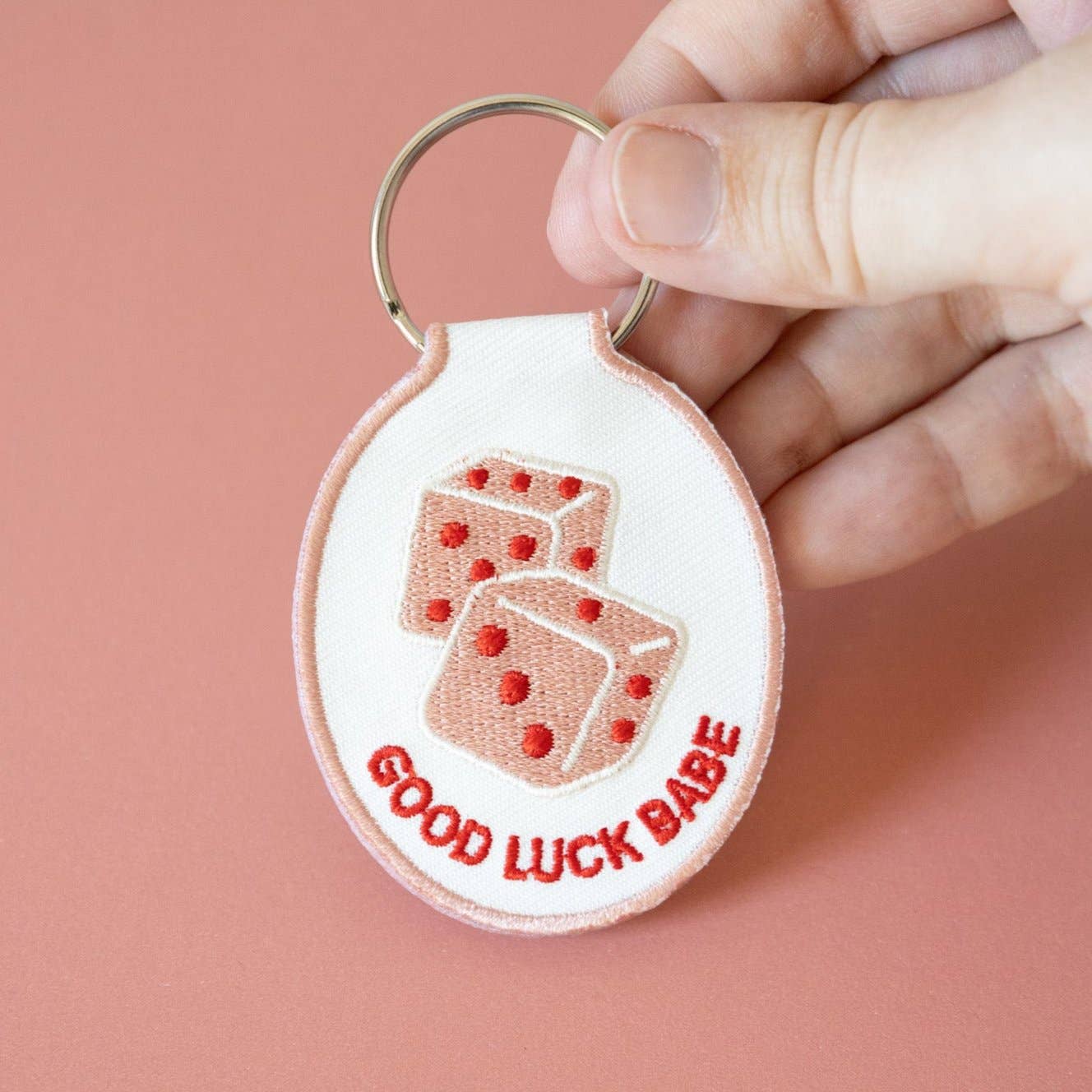 Dice Embroidered Keychain | good luck babe, pink pony club