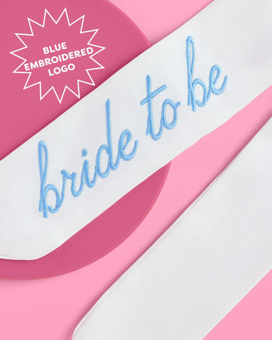 Something Blue Bow - White Satin Embroidered Bow