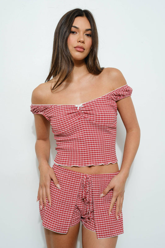 Seersucker Plaid Top