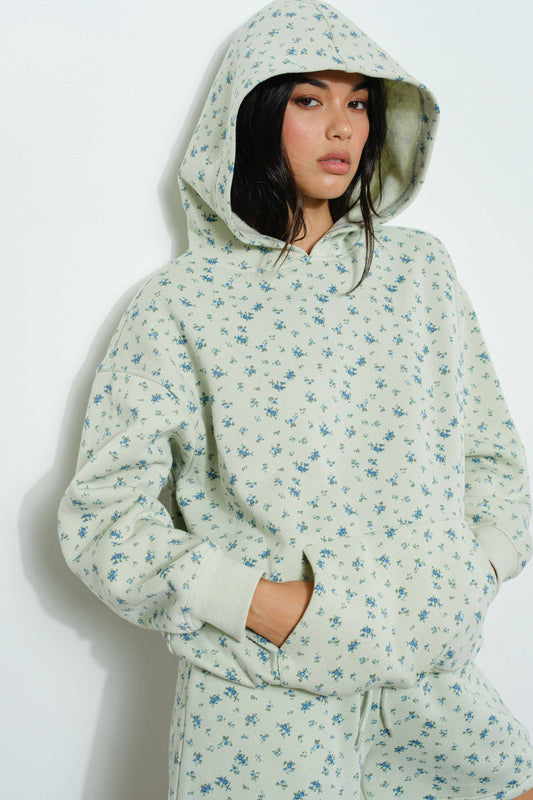 Mint Floral Hoodie