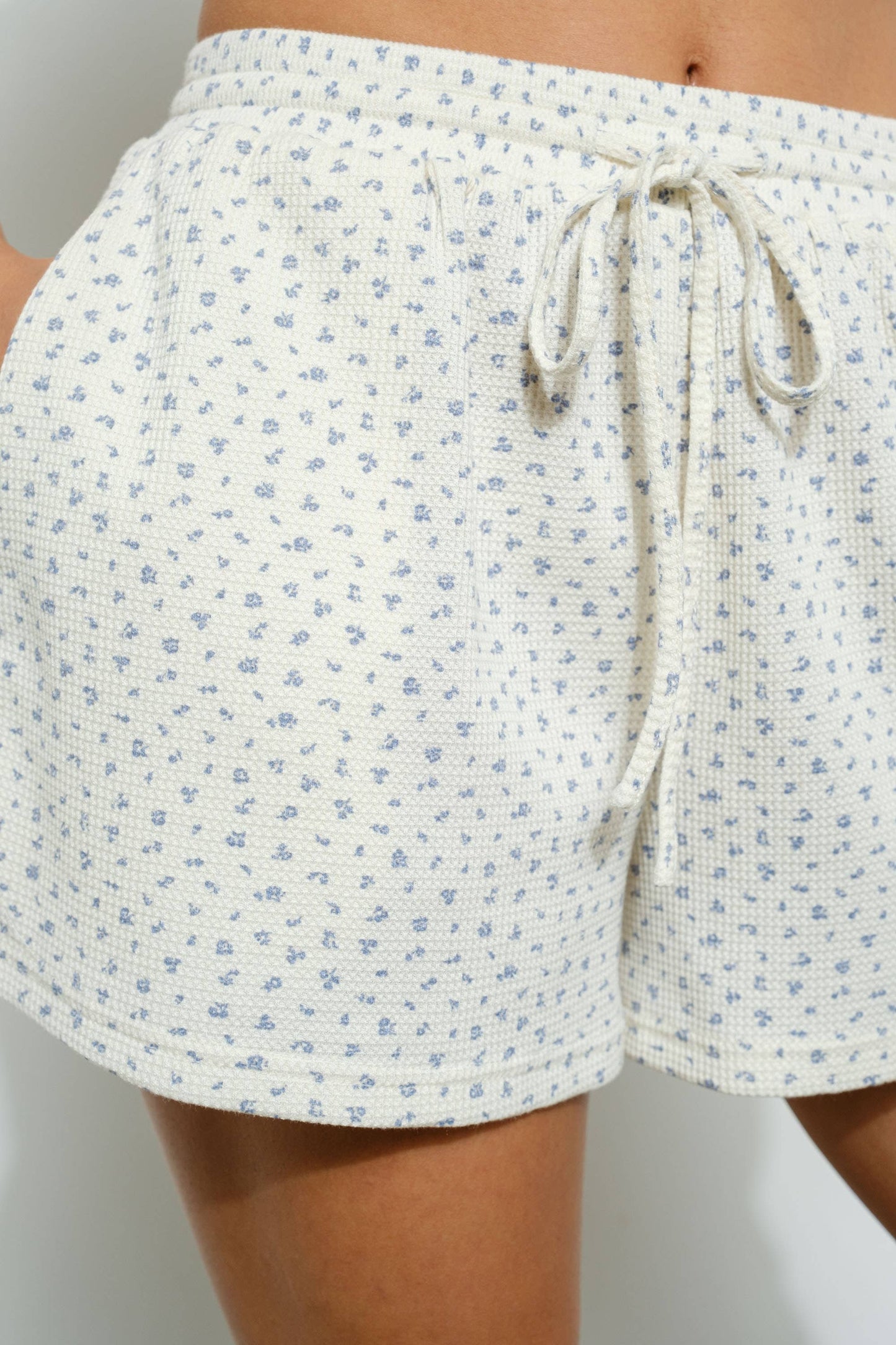 Flower Waffle Print Shorts