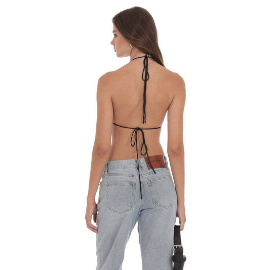 Draped Rhinestone Top in Black