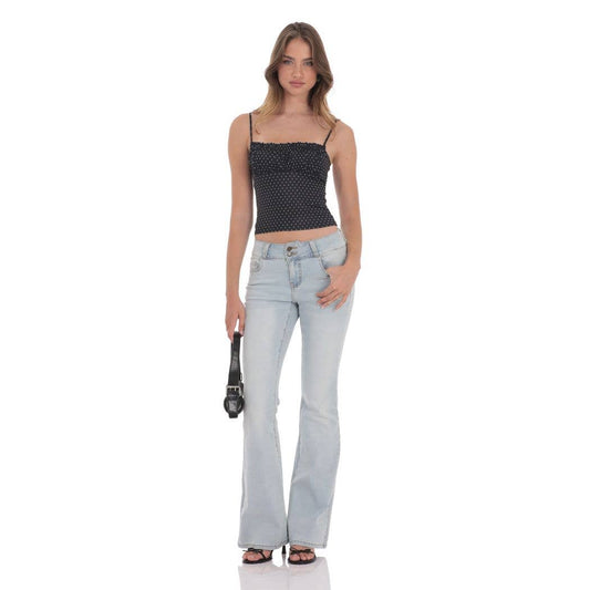 Low Rise Flare Jeans in Light Denim