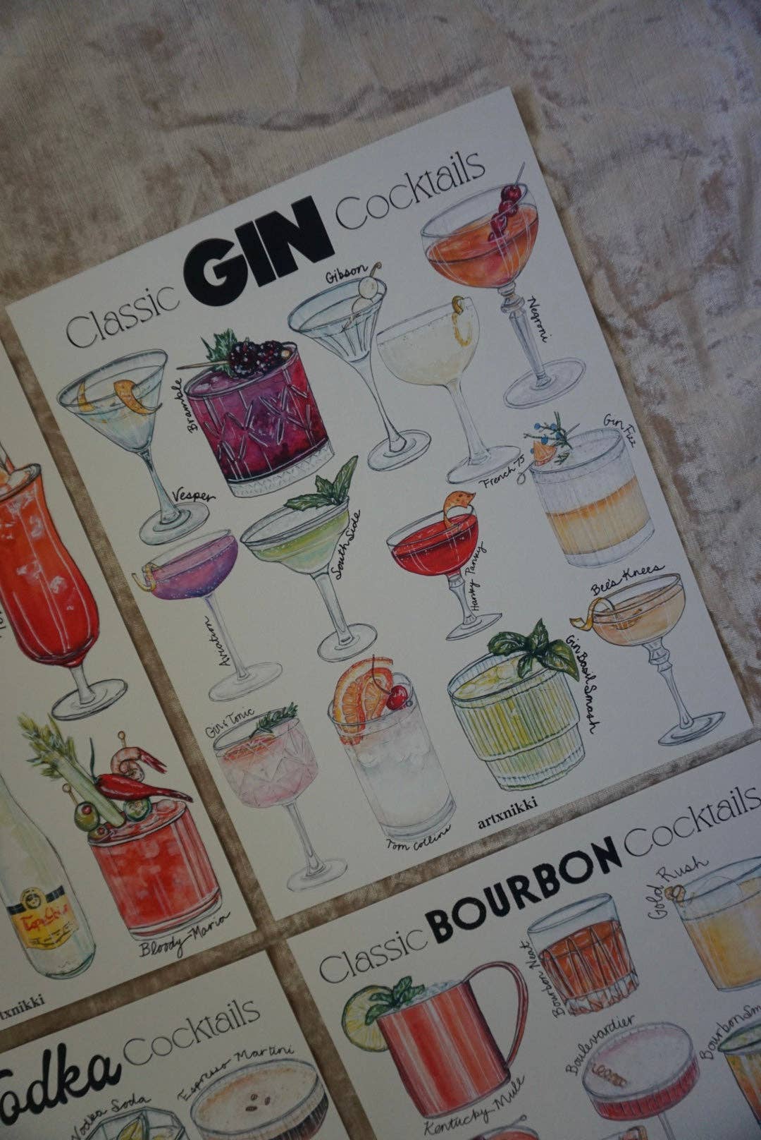 Gin Cocktails Chart Art Print